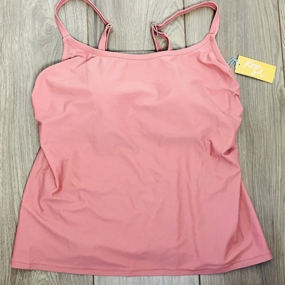Women’s Kona Sol Mauve Dust Rose Tankini Top 14W NWT - Picture 1 of 5